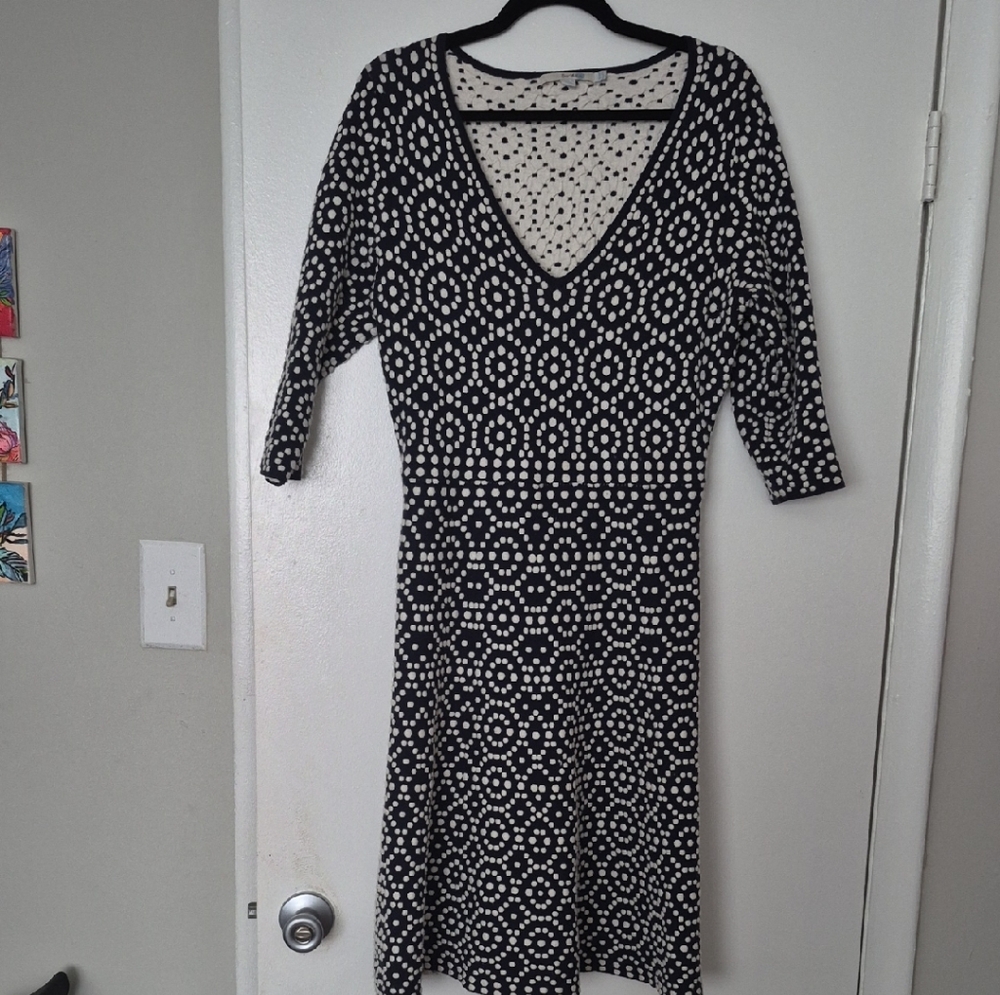 Boden Monochrome Long Sleeve Dress